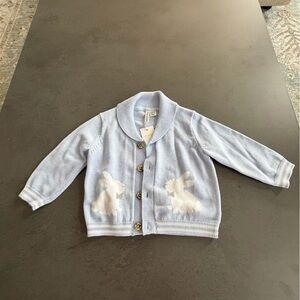 Janie and Jack Light Blue Bunny Cardigan